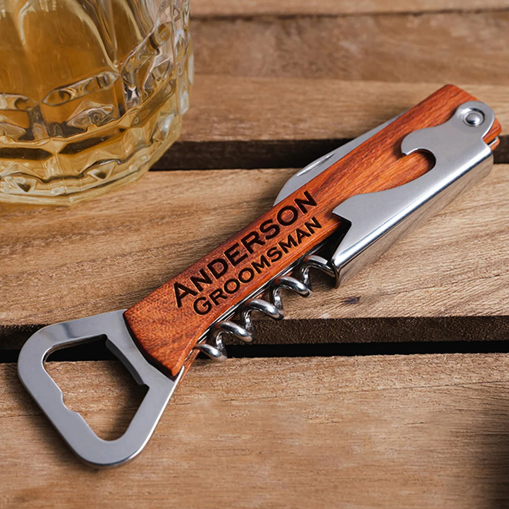Woodworking Logos - Персонализированный логотип, штопор с деревянной ручкой,
